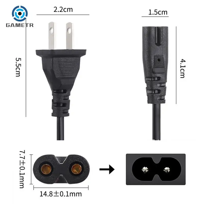 EU-Netz kabel 2-polig iec320 c7 us Verlängerung kabel für Dell Laptop-Ladegerät Canon Epson Drucker Radio Lautsprecher ps4 xbox lg sony