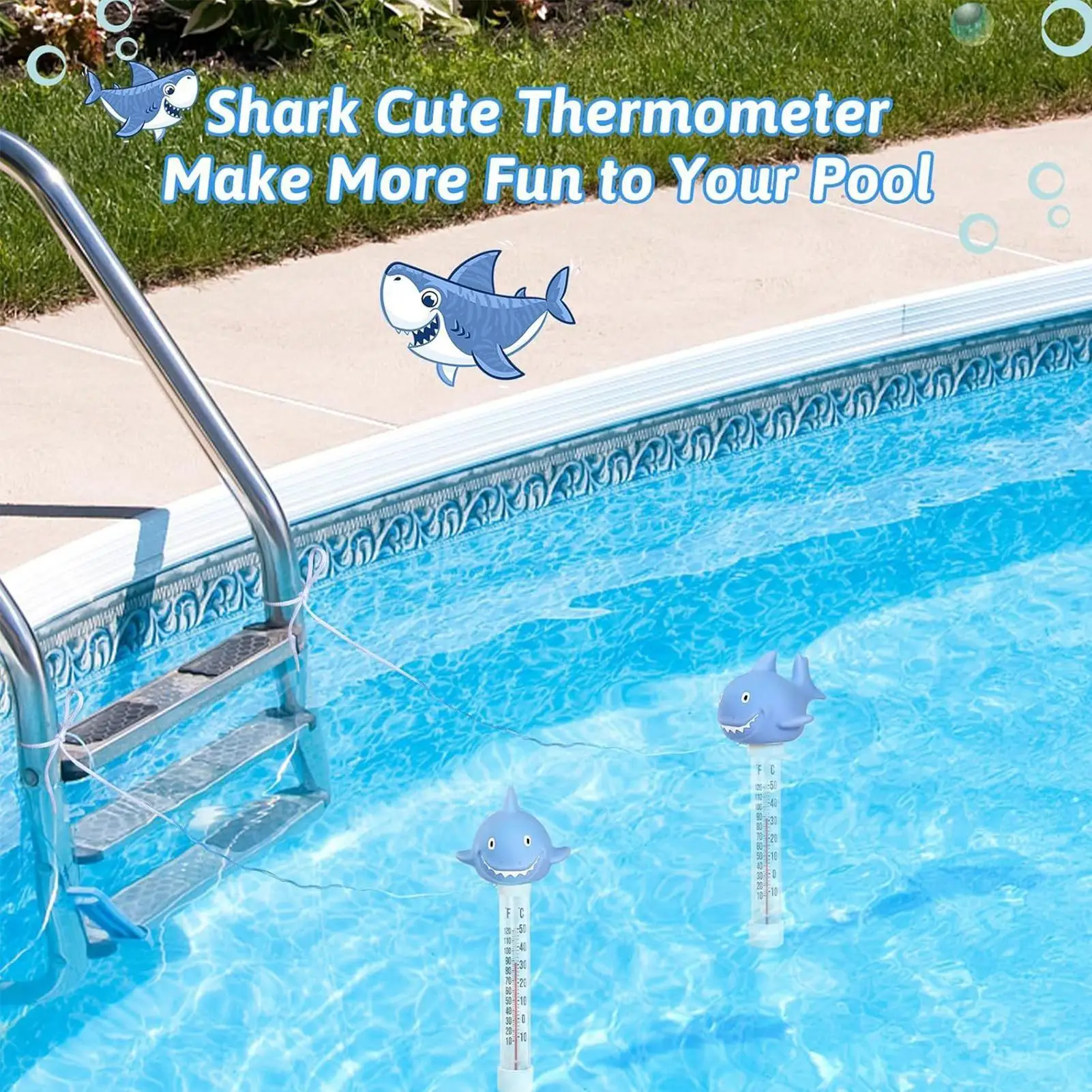 Indicatore di temperatura per piscina Indicatore di temperatura per bagno di squalo galleggiante Dispositivo di monitoraggio della temperatura dell'acqua galleggiante per il nuoto della vasca da bagno termale