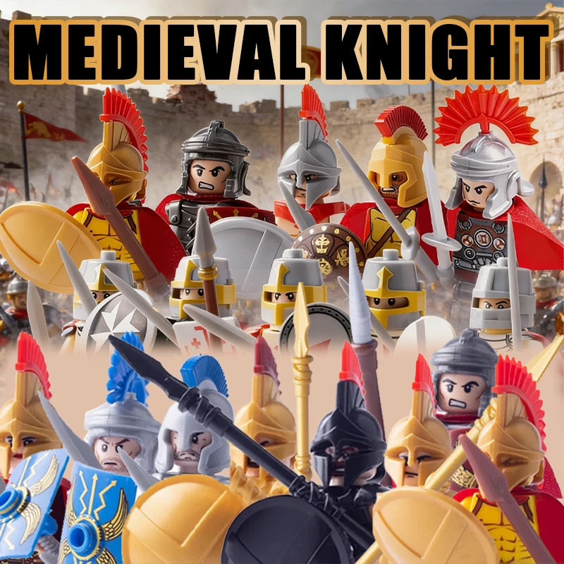 Medieval Castle Soldier Figures Building Blocks Military Roman Teutonic Hospital Knight Templar Warrior Infantry Bricks Toy Gift