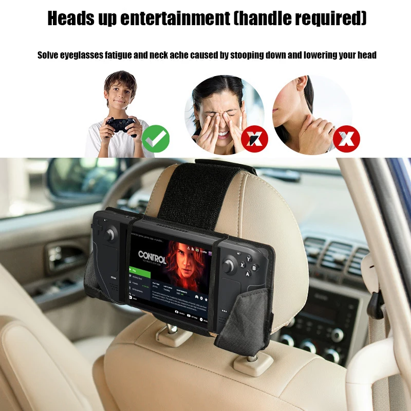 Car Headrest Mount Holder Seat Mount Holder for Steam Deck Game Machine Holder for Car Back Seat Travel Accessories