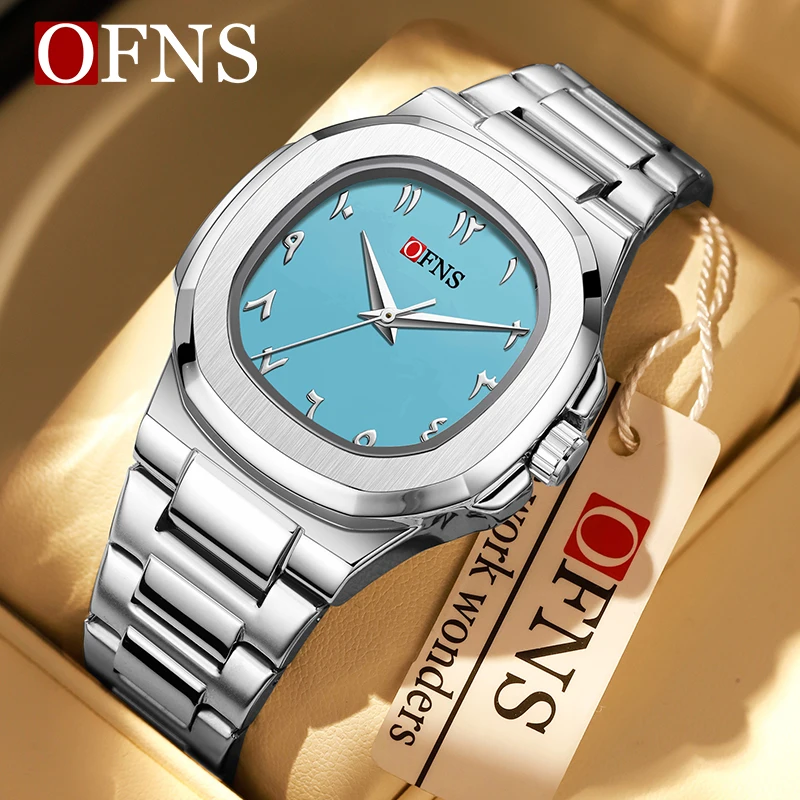 

OFNS/1583 Men's and Women's Trendy Quartz Watch Personalized Two Color Waterproof Scratch resistant Mirror+Texture Steel Belt