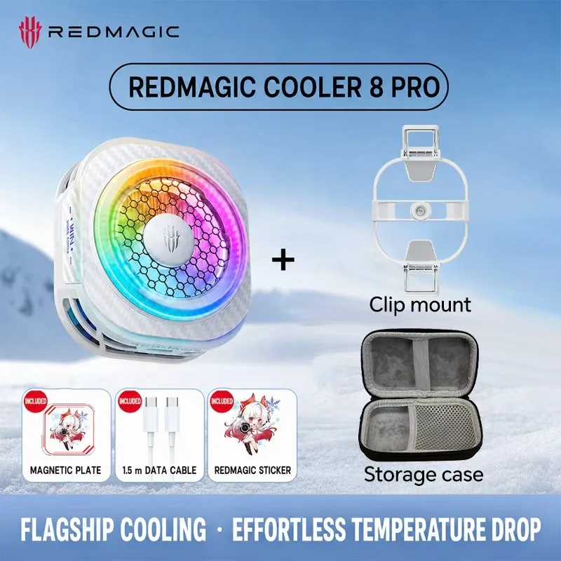 Red Magic 8Pro Radiator Set｜Includes Storage Bag + Back Clip, 36W High-Power Magnetic Semiconductor Radiator, Rgb Lighting with Low Noise, Cooling for Mobile Gaming, Live Streaming, Phones, and Tablets