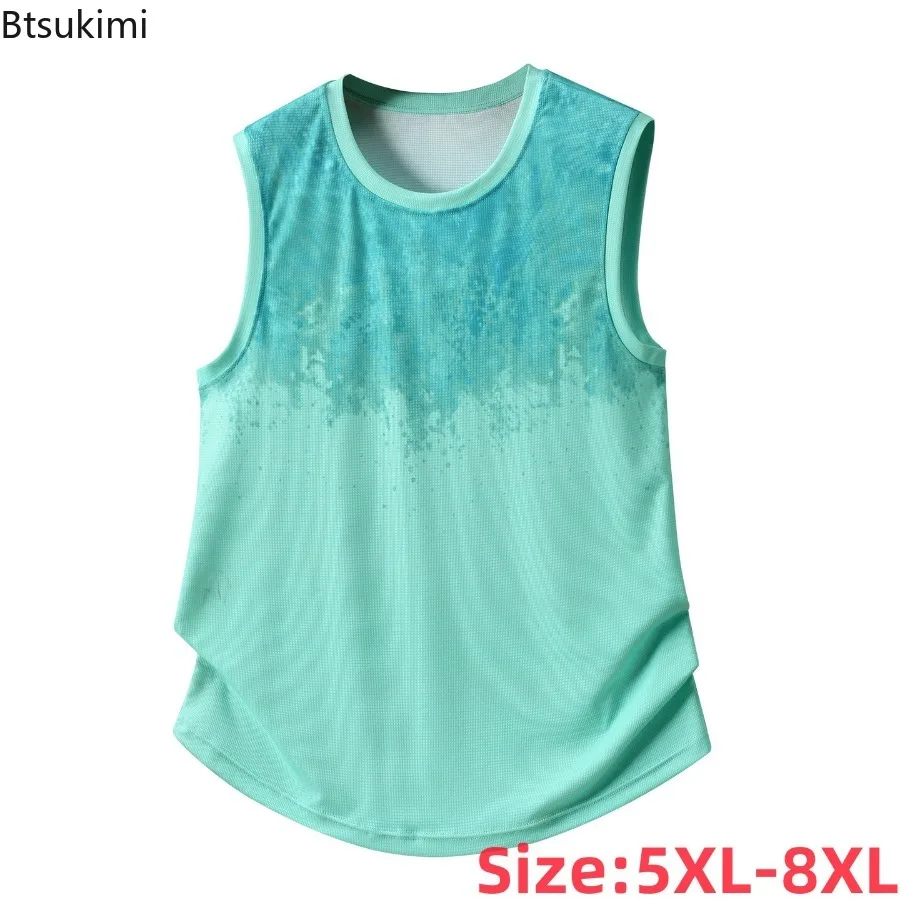 New Men's Fashion Gradient Loose Casual Plus Size Vest Summer Male Comfort Coolness Sweat Absorption Breathability Sports Vest