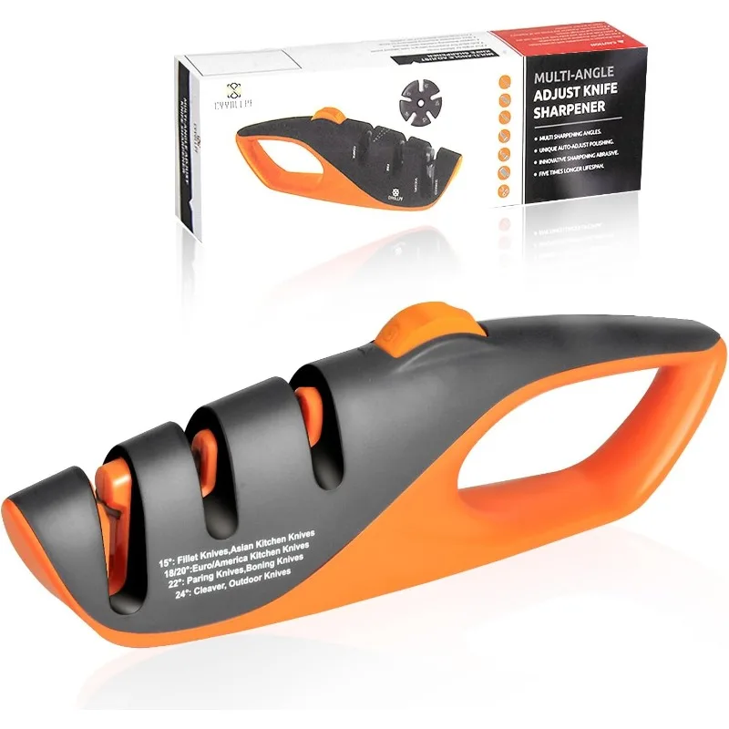 

Knife Sharpener with Adjustable Angle Guide,Knife Sharpening with Diamond and Tungsten Carbide,Hand Held Knife Sharpener for All