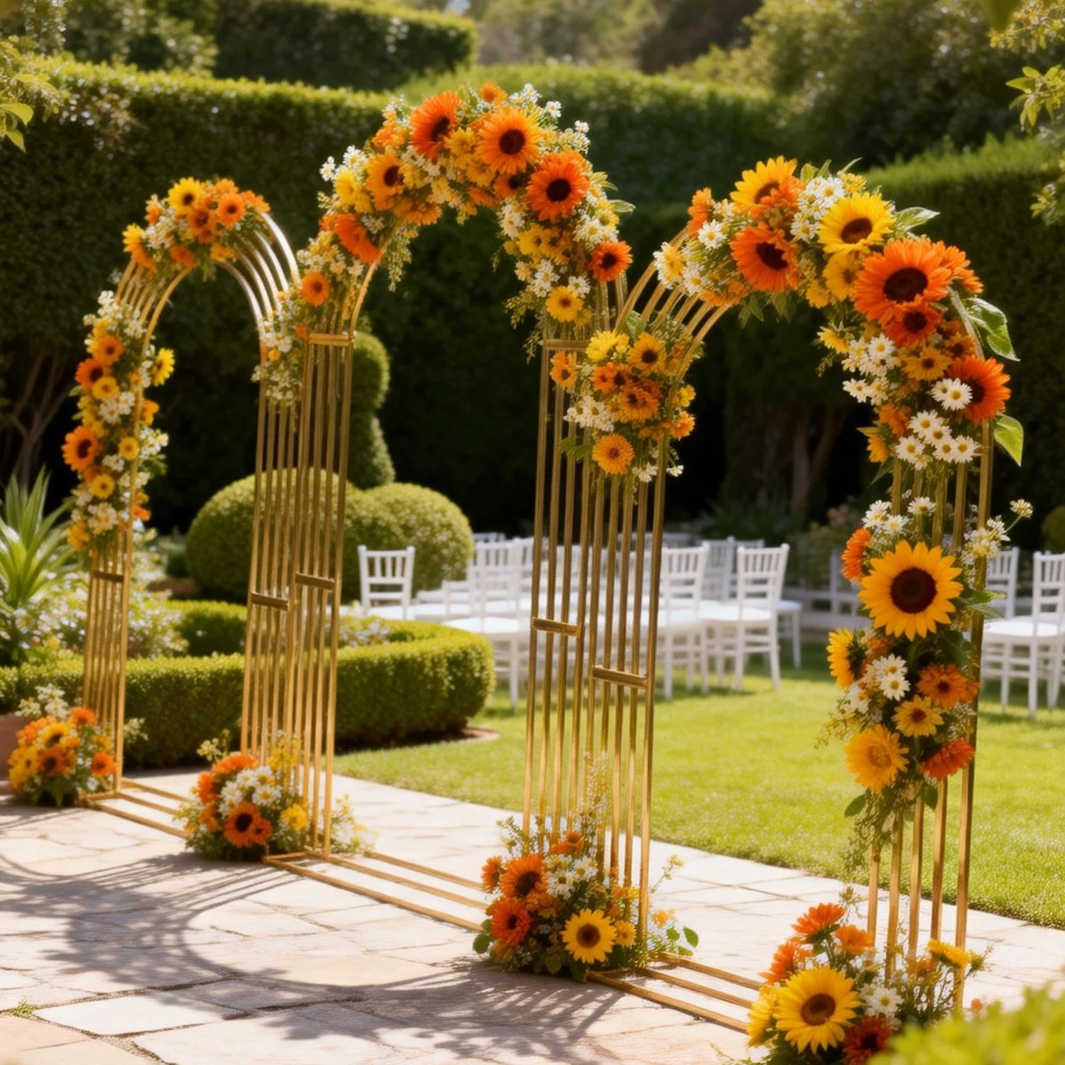 3/5 Stück goldener schmiedeeiserner Blumenbogen für Hochzeiten, Party- und Event-Hintergrunddekoration, gebogener Metallbogenständer – Detail 7