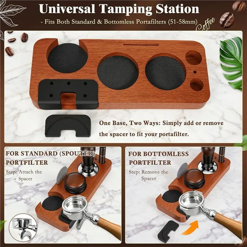 NEW HOT in Stock-8PCS Espresso Tamper Kit & Tamping Station Coffee Tamper Set With Distributor WDT Tool Dosing Funnel 51MM