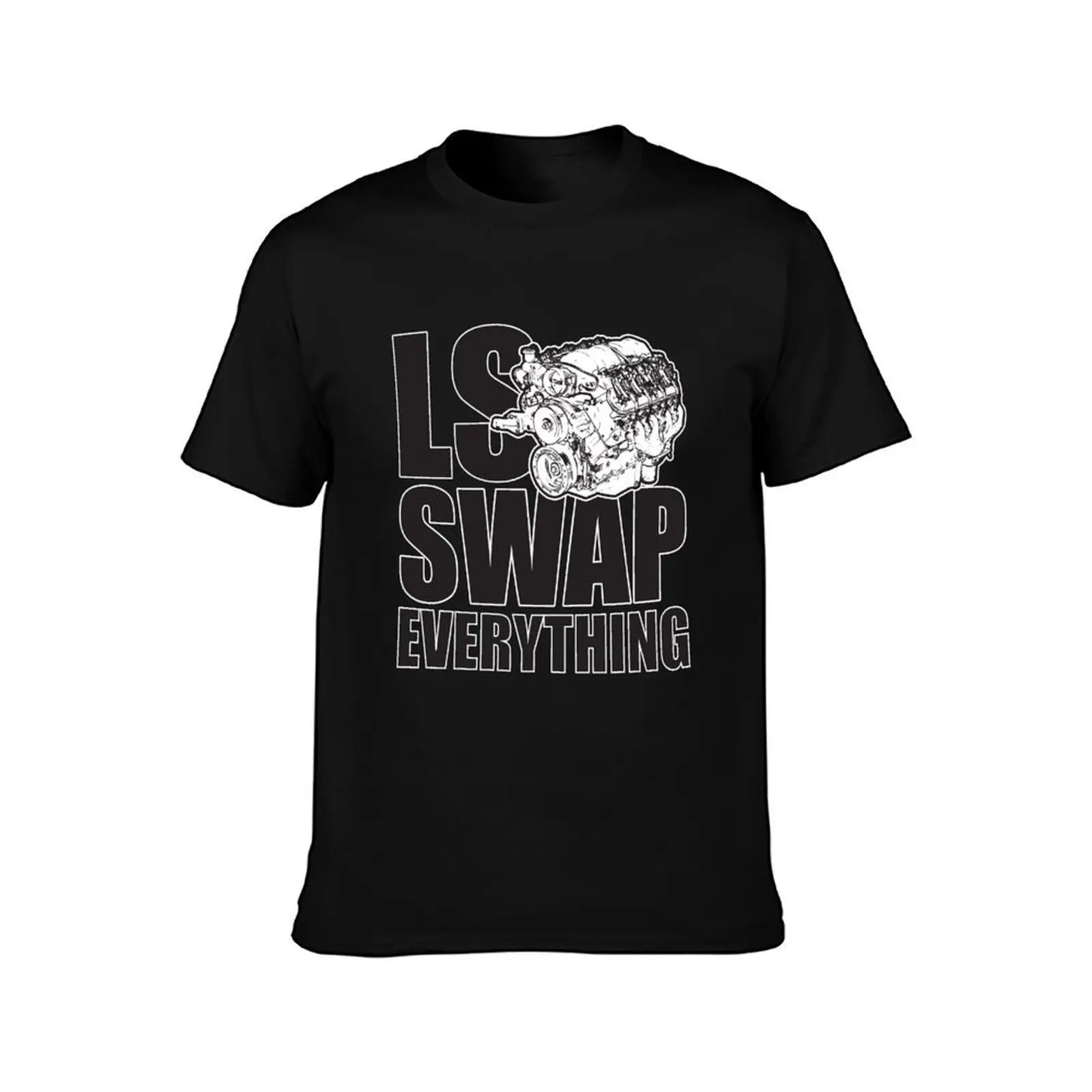 LS Swap Everthing T-Shirt, Summer Casual Cotton Tee, Oversized Streetwear Tops, Vintage Graphic Print, Loose Fit Short Sleeve