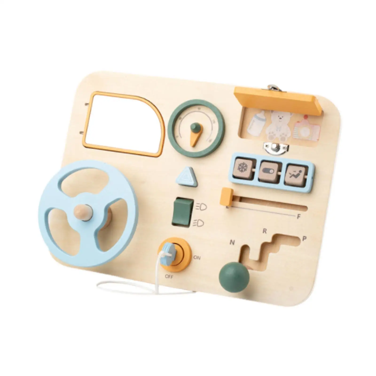 Montessori Busy Board Pretend Play Driving Toy Wood Steering Wheel Toy