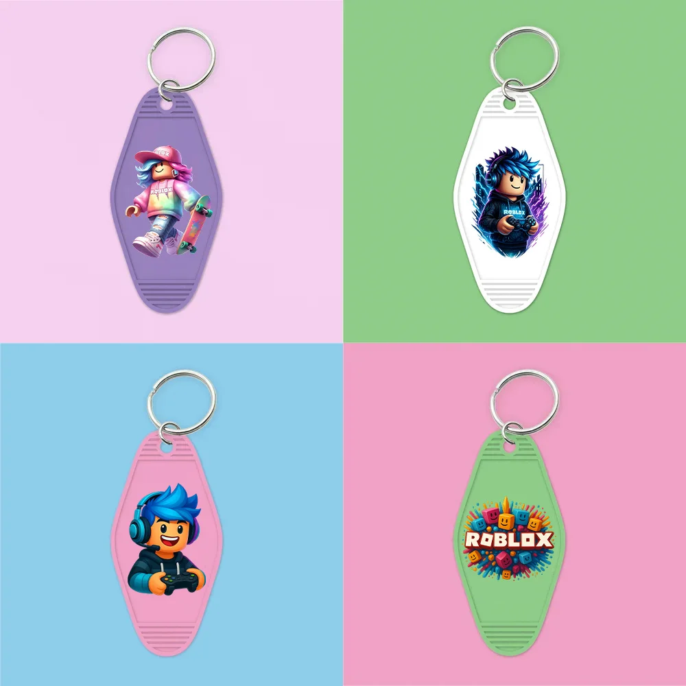 

Fall Roblox Spooky Boo UV DTF Motel Keychain Decal DynaBlocks Game Character Durable Transfer Stickers Prints Hotel Keychain