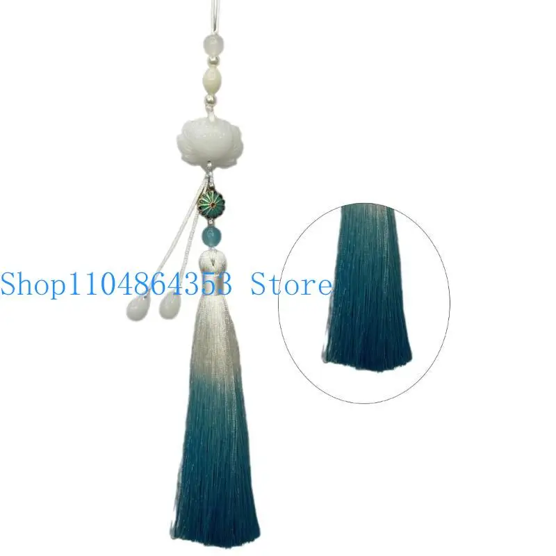 

652F Hanfu Tassels Pendant Versatile Waist Pendants Imitation Jade Lotuses Adornment