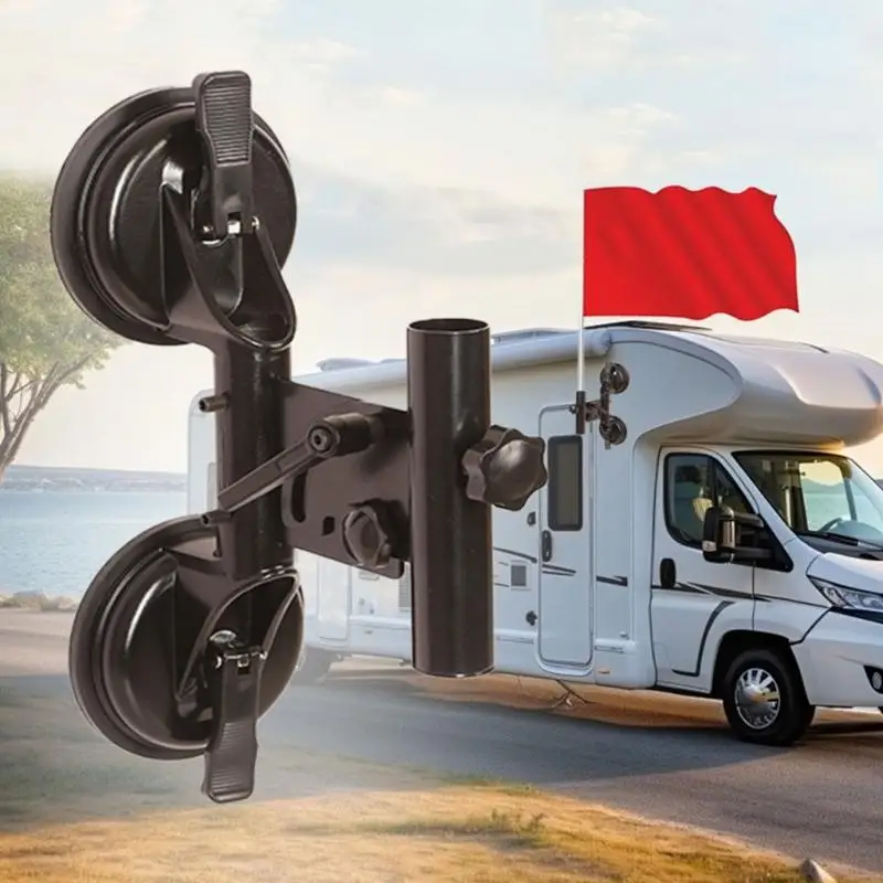 652F Vehicle Flag Staff Holder Mount for Trailer Truck Boat No-Tool Display