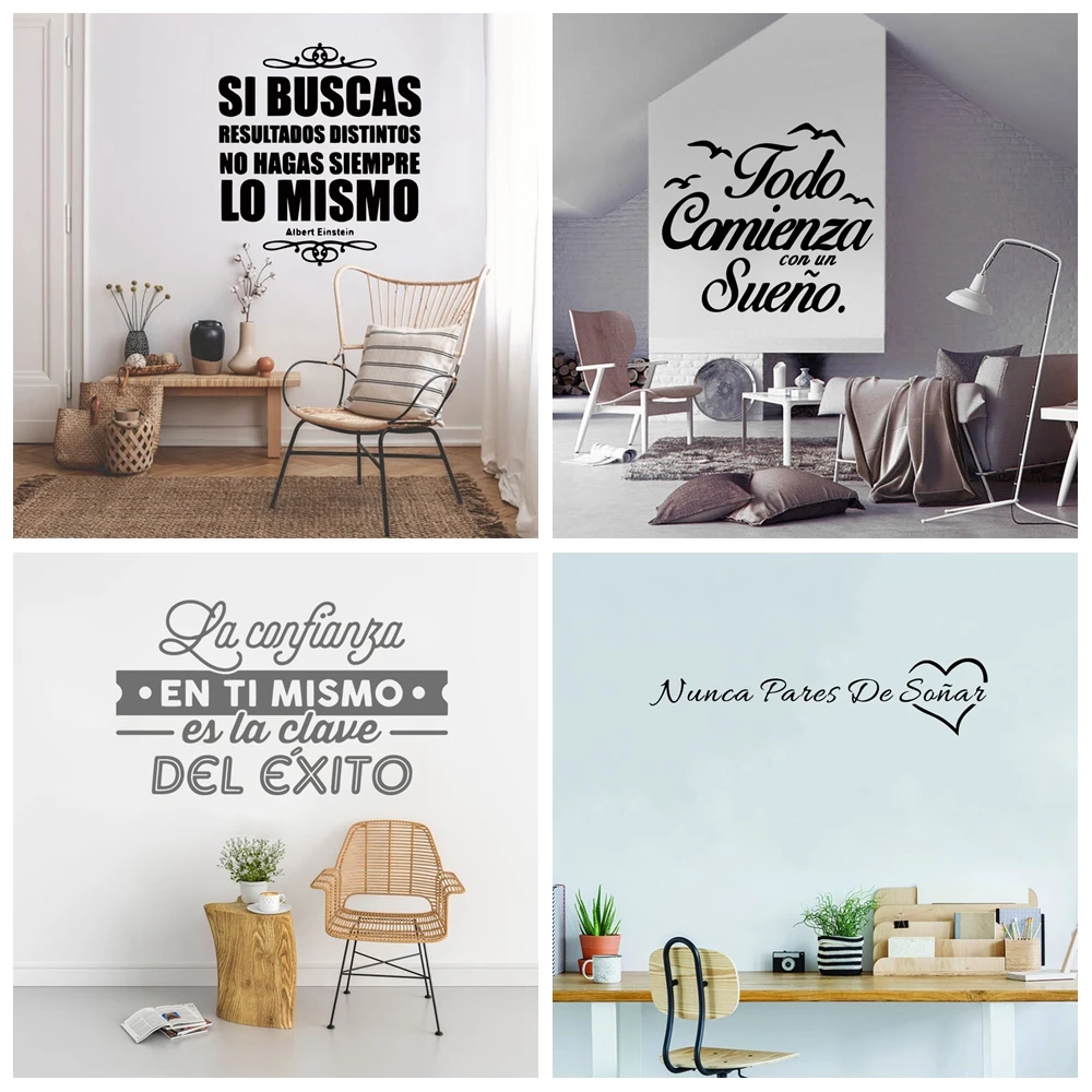 1 pc creative Spanish words Wall Sticker Removable Wall Stickers Diy Wallpaper For kids Room Bedroom Sticker Mural