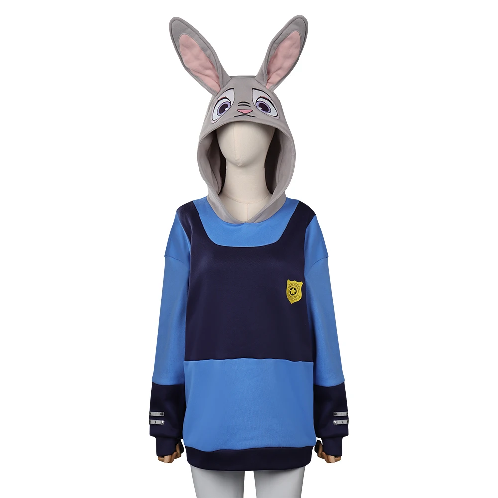 Judy Hopps Cosplay Zoo Rabbits Fantasy Costume Disguise for Adult Women Hoodie Animals Coat Sweatshirt Halloween Carnival Suit