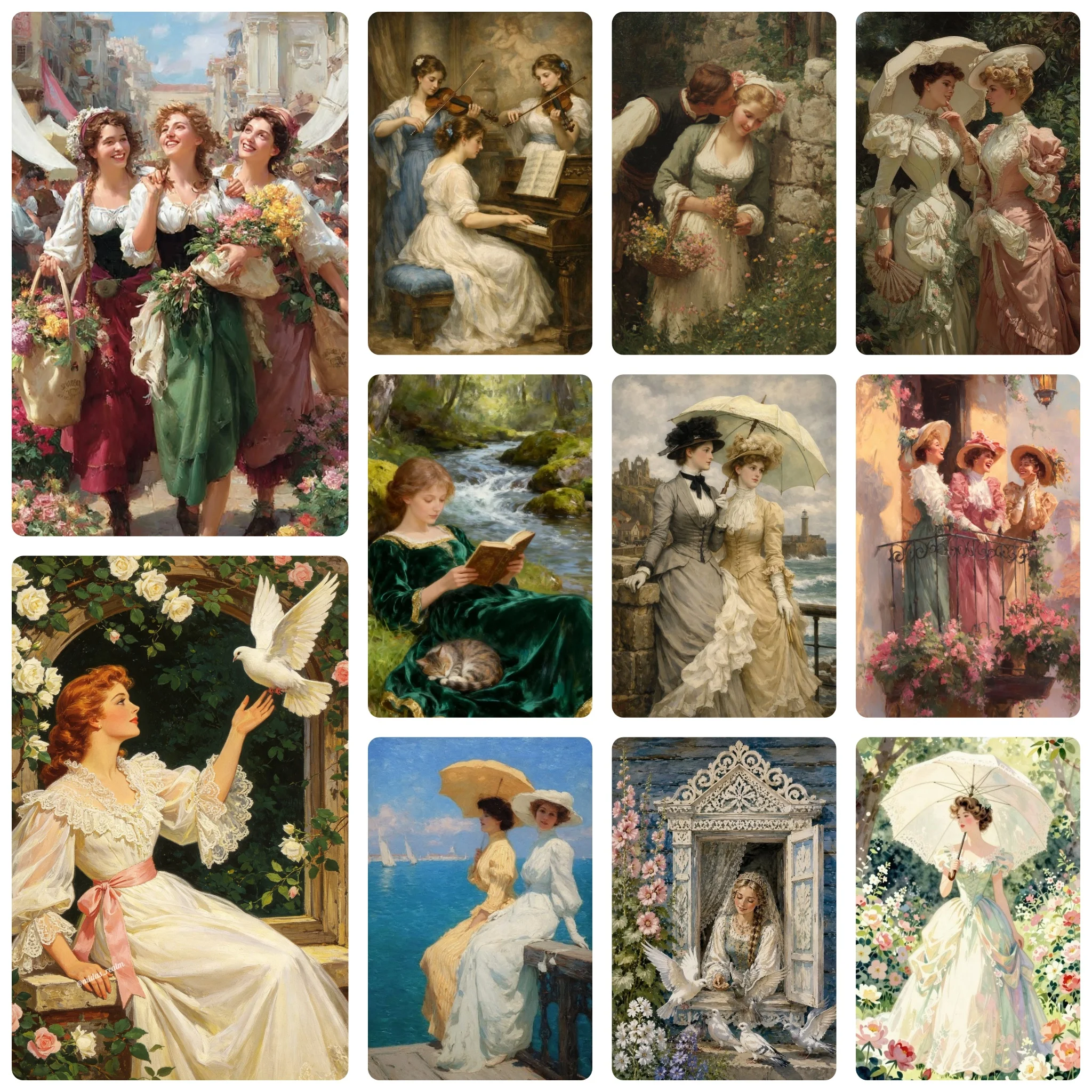 DIY Vintage European Noble Lady Diamond Painting, Classical Oil Painting Style With Floral Scenery for Living Room Decor & Gift