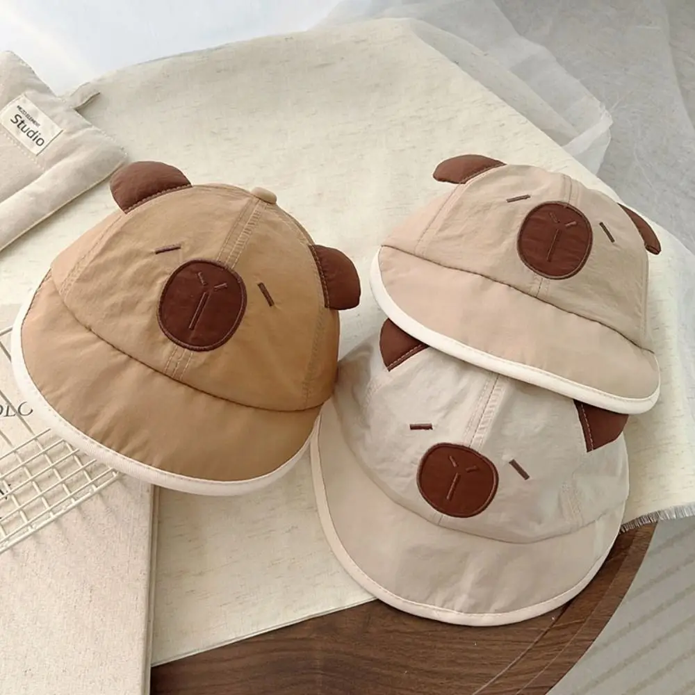 

Korean Spring Summer Baby Bucket Hat Cute Capybara Short Brim Newborn Bonnet Soft Thin Boys Girls Sunscreen Hat Kids