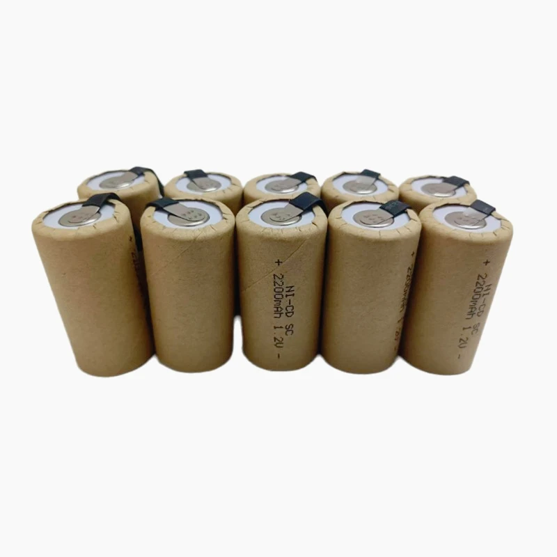 SC Batteries 1.2V 2200mAh Screwdriver Electric Drill  Sub C Ni-Cd Rechargeable Battey with Tab Power Tool NiCd SUBC Cells