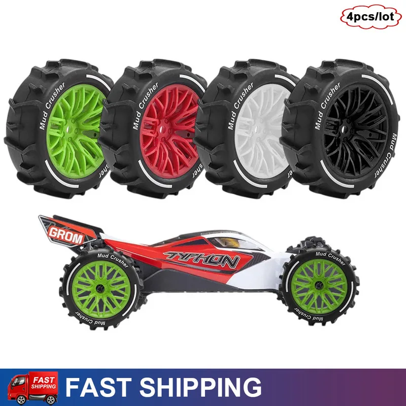 RC Car Tires and Wheels Mud Crusher for 1/14 Arrma Typhon Grom Small Typhoon Buggy Sand Snow Beach Off-Road Upgrade Parts