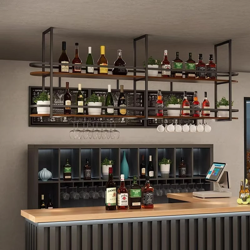 Simple metal wrought iron hanger shelf bar counter restaurant bar kitchen hanging