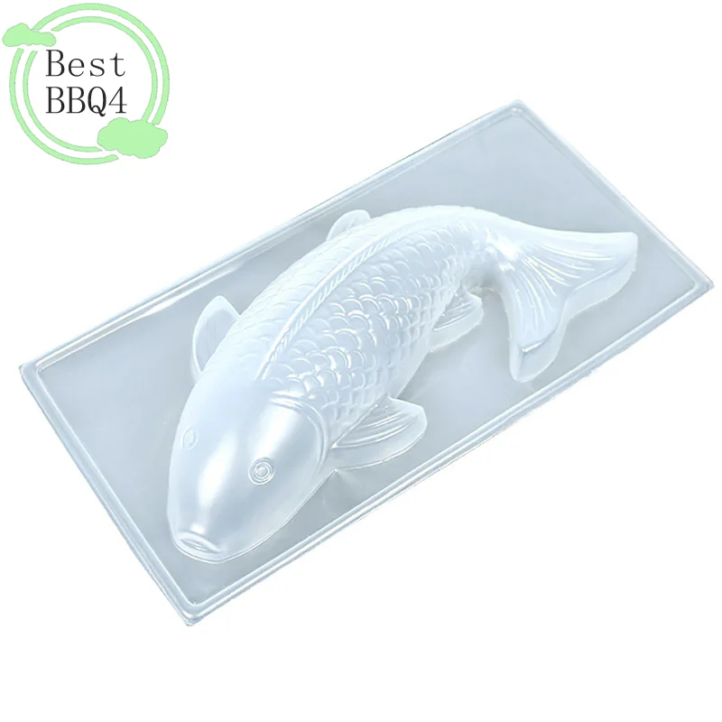 (BBQ4)Fish Mold 3D Koi Fish Shape Plastic Cake Chocolate Jelly Mould DIY Soap Handmade Sugarcraft Mold Baking Molds