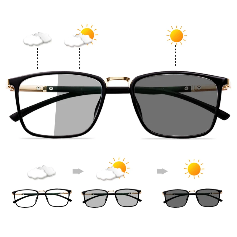 Photochromic Reading Glasses UV400 Sunglasses for Men, Hard & Multi-coated Lens,Presbyopia Eyeglasses,Magnifying glasses