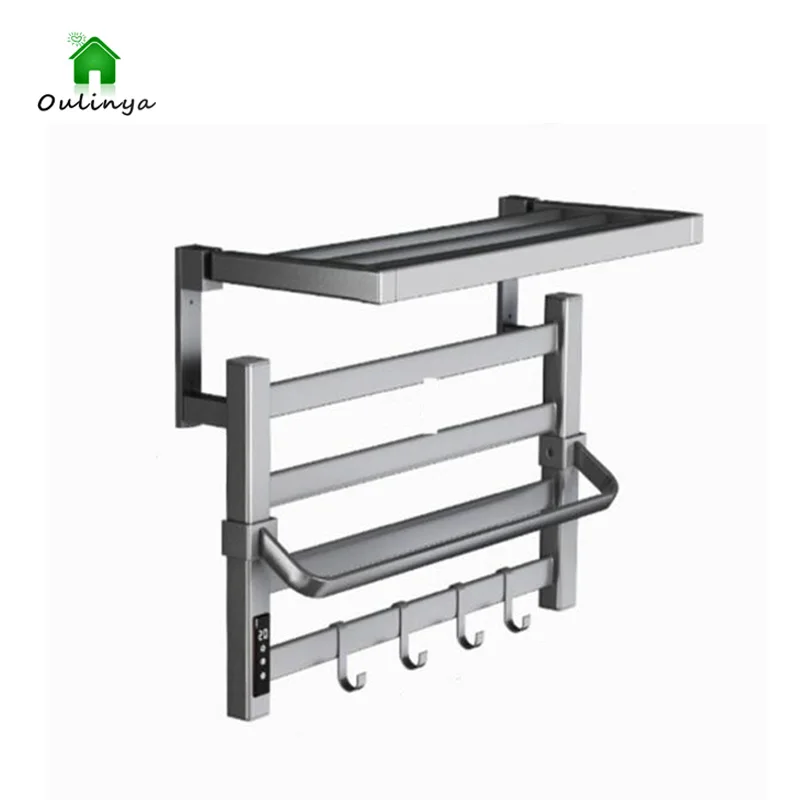 Electric Towel Rack Home Smart Bathroom Non Perforated Carbon Fiber Heating and Drying Bathroom Storage Rack