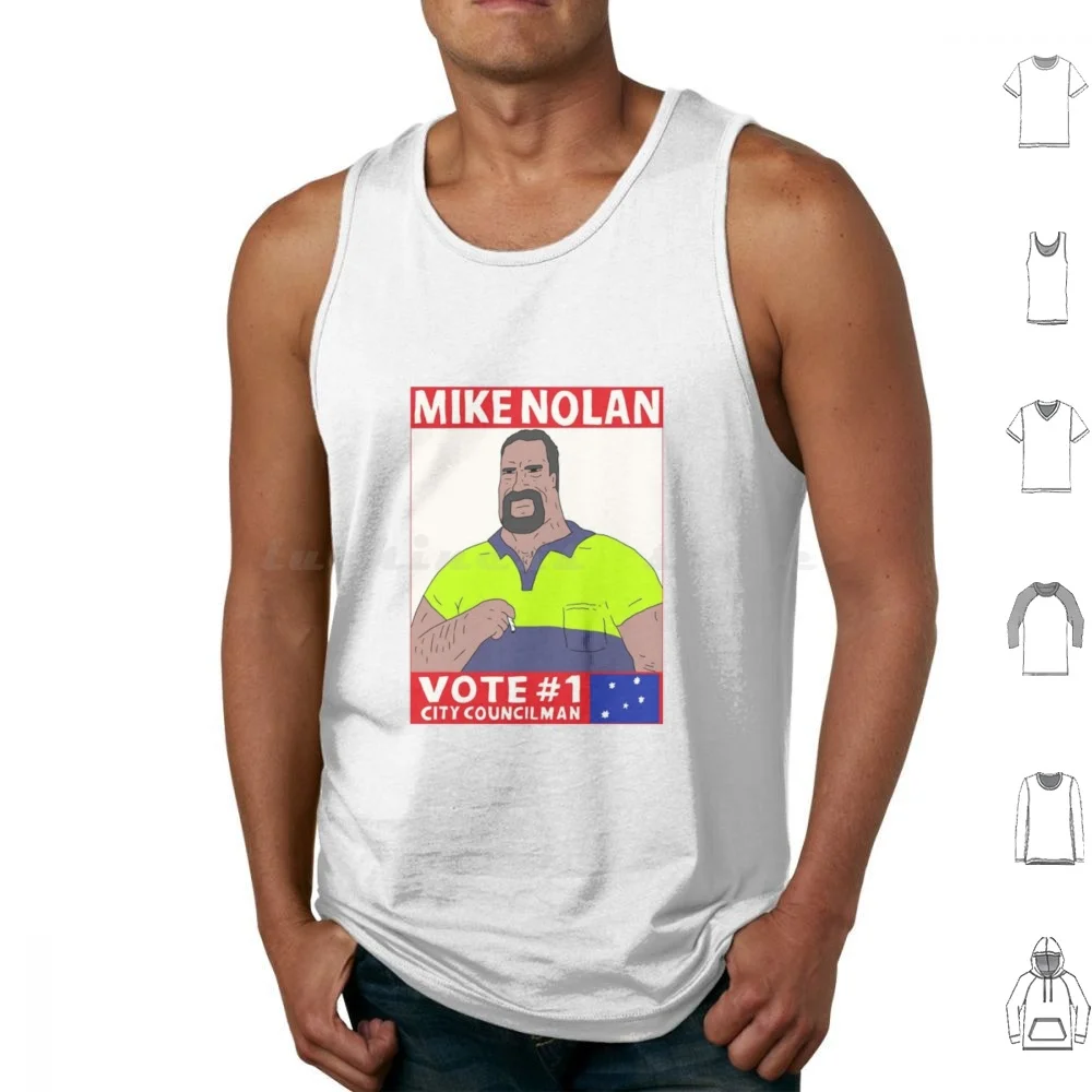 Vote Mike Nolan Tank Tops Vest Sleeveless Vote Mike Nolan Sassy Lez Australia Aussie Comedy Skits Councliman Funny