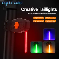 Bike Photon Drop Rear Light Waterproof Type-C COB Bicycle Creative Tail Light MTB Bike Cycling Photon Drop Warning Taillights