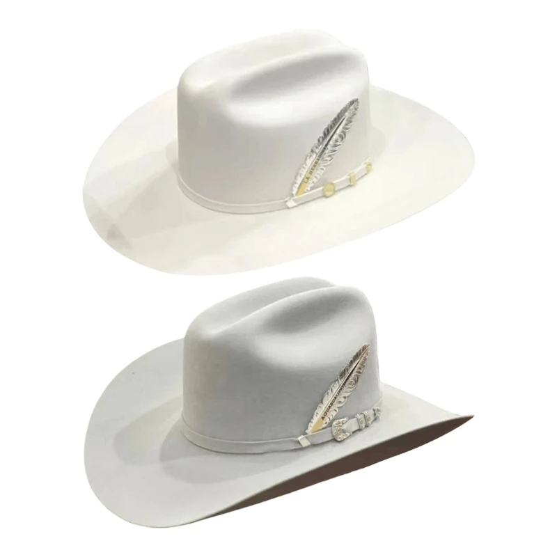 

Elegant Wool Fedoras Hat For Men And Women White Gentleman Breathable Unisex Hat For Outdoor Event 6XDA