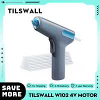 Tilswall W102 4V Motor Driven Hot Glue Gun 15s Fast Preheating LED Light, Type-C Rechargeable, 40-60min Runtime, 4000mAh Battery