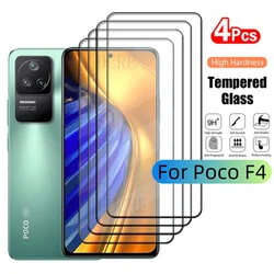 4Pcs For Poco F4 Glass Poco F4 Tempered Glass Full Cover Glue Protective 9H HD for Screen Protector Xiaomi Poco F4 PocoF4 6.67