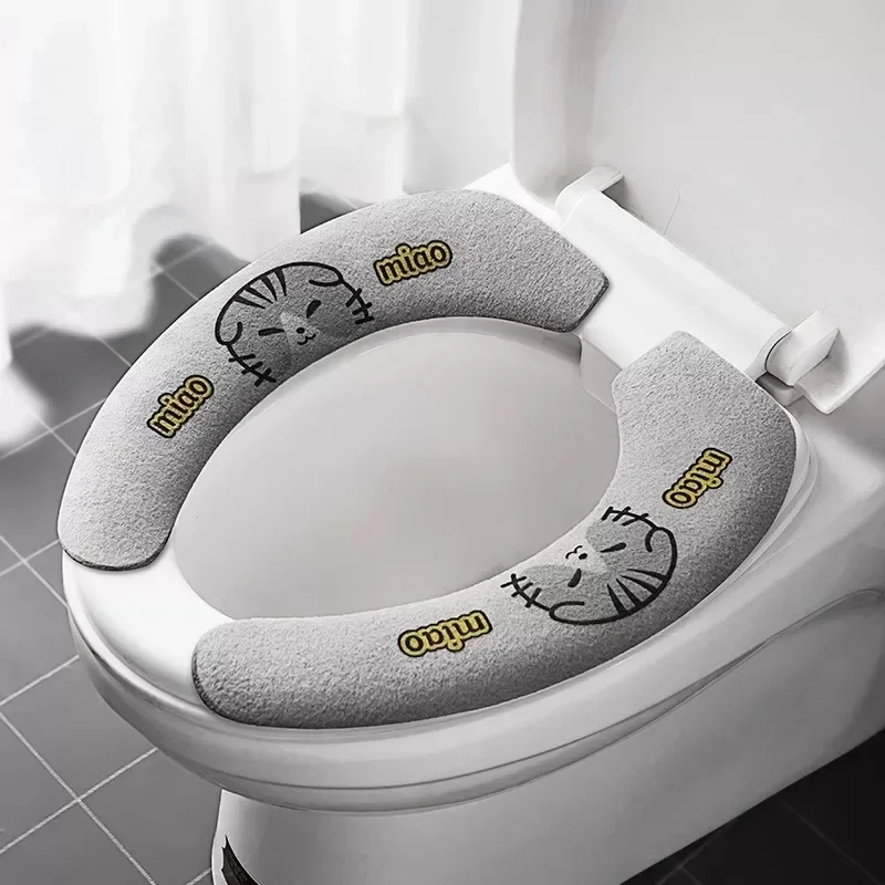Soft Cartoon Washable  Cushion WC Toilet Sticky Seat Pad Bathroom Warmer Seat Lid Cover Universal Toilet Seat Cover 1/4Pcs