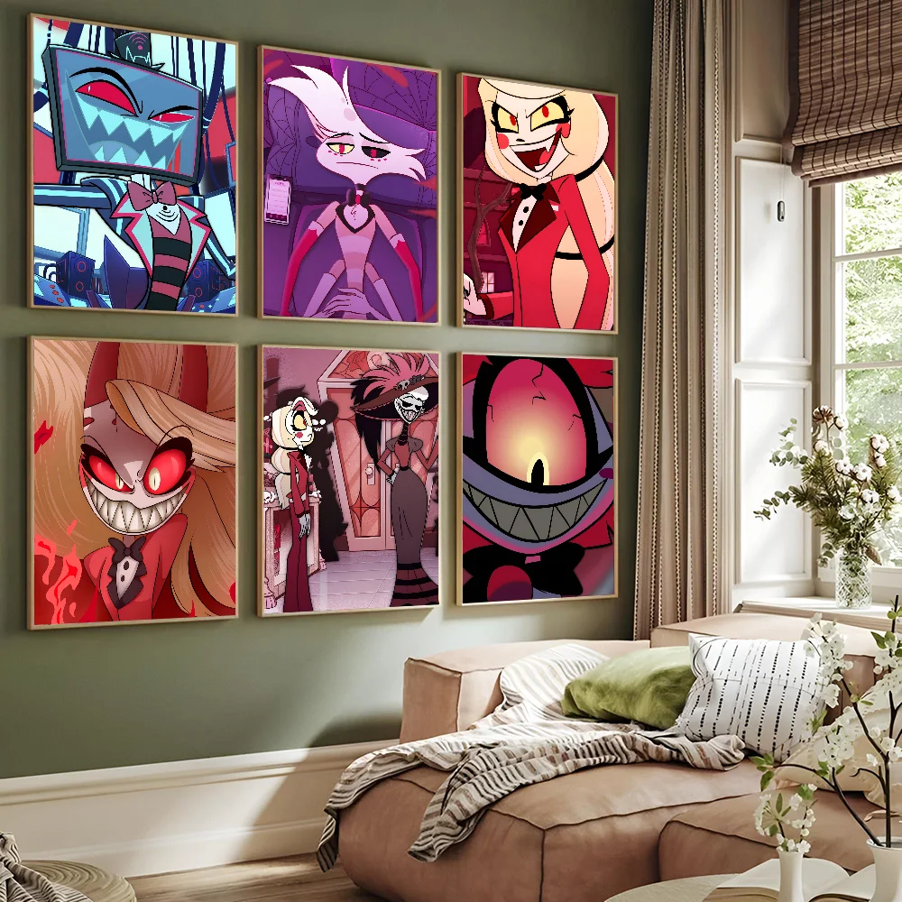 H-Hazbin C-Cartoon H-Hotel Poster Paper Print Home Living Room Bedroom Entrance Bar Restaurant Cafe Art Painting Decoration