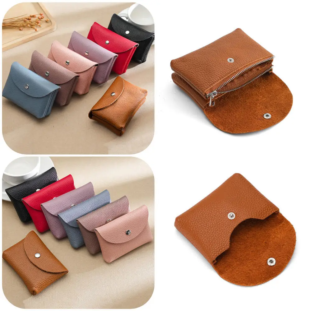 Luxury Genuine Leather Women's Wallet Retro Coin Purse Men Cowhide Money Pouch ID Credit Bank Card Holder Earphone Pocket Bag