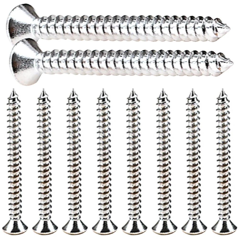 

10 Pcs Stainless Steel Reinforcement Plate Screws Guitar Neck Mounting Joint Back Silver Electric Parts Bass