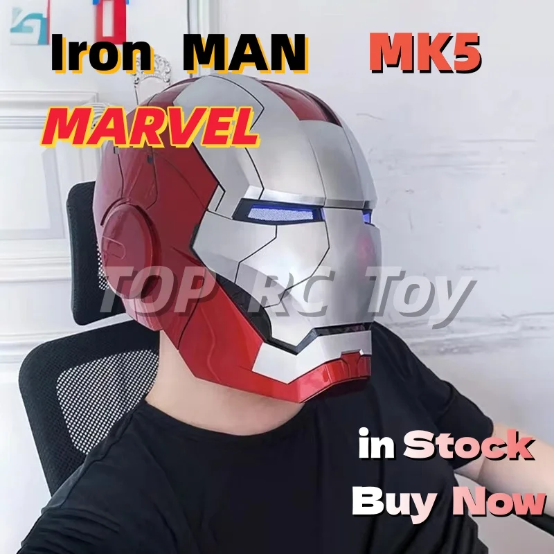 Marvel AutoKing Iron Man Mk5 Cosplay Helmet 1:1 Scale Wearable Model Toy With Voice Control And Light For Adults Christmas Gifts