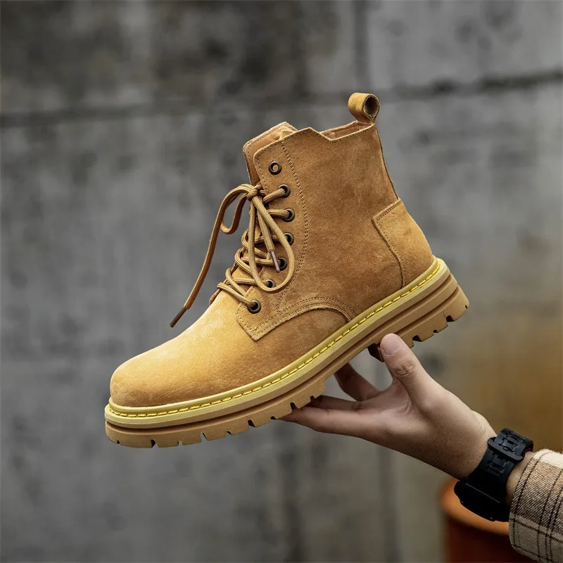 

New Fashion Vintage British Men Casual Leather Shoes Dress Cow Suede Tooling Ankle Boots Business Desert Chelsea Boots Autumn