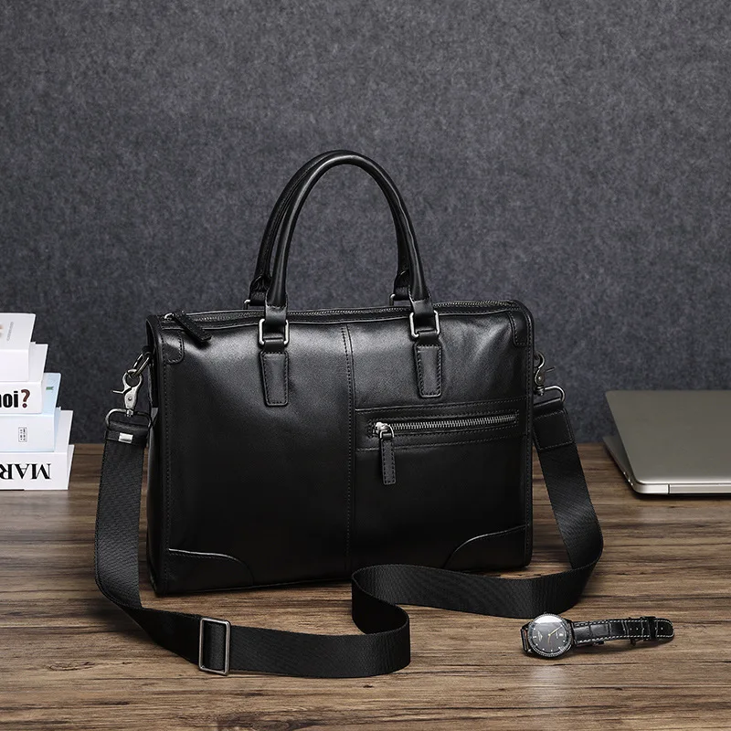 حقائب حقيقية رسول حقيبة يد رجالية حقيبة حاسوب أفقية الطبقة الأولى جلد البقر حقيبة أعمال التنقل حقائب جلدية للرجال