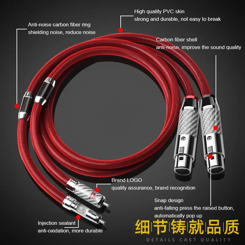 Hifi Dual XLR Male to Dual RCA Male Cable Pure silver 2 XLR to 2 RCA Audio Wire for DVD Amplifier / Mainland China/ CE/Polybag