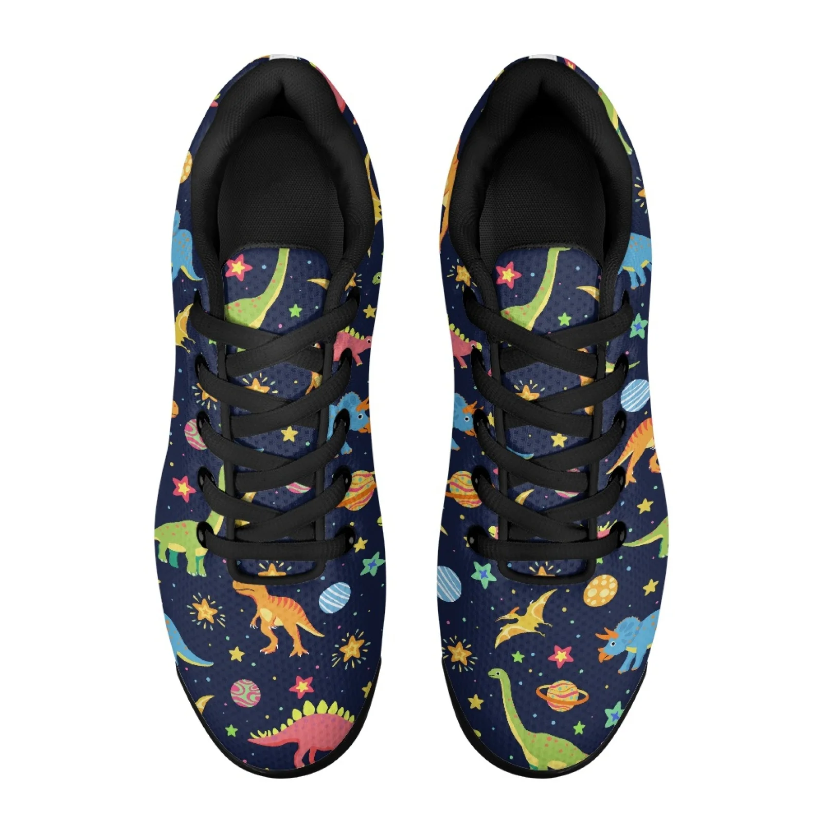 PENSTROLL Dinosaur Planet Pattern Easy Athletic Footwear for Mens Walking Mesh Shock-Absorbing Running Sneakers