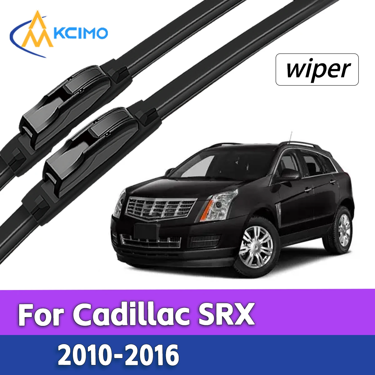 

2Pcs Silent Smooth Rubber Wiper Set For Cadillac SRX 2010-2016 Perfect Replacement Wiper Kit