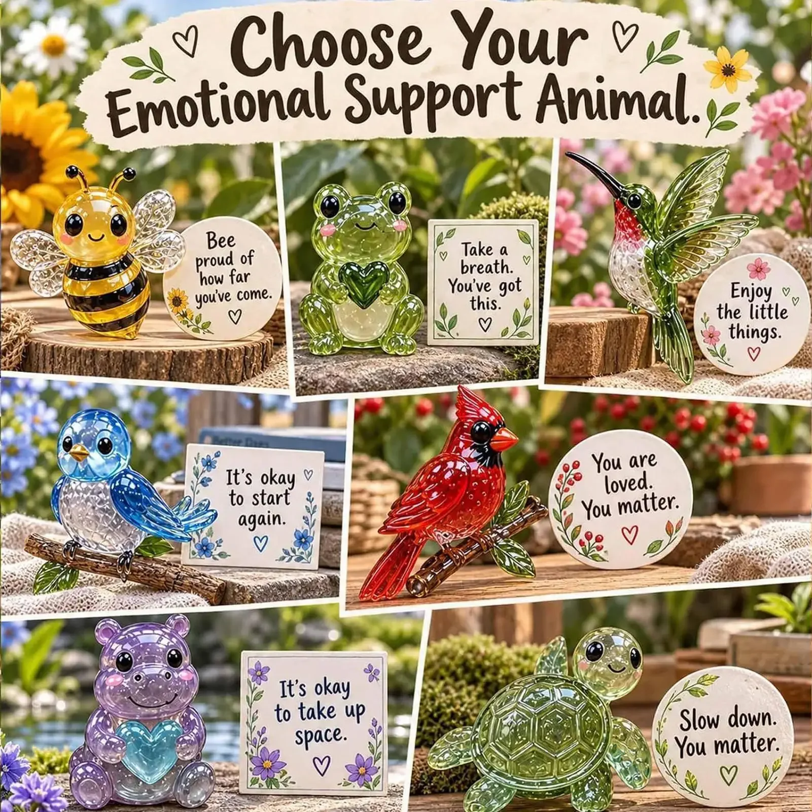 Little Glass Animals Meaningful Glass Figurine With Encouragement Card Animal Sculpture Table Ornaments For Christmas Birthday
