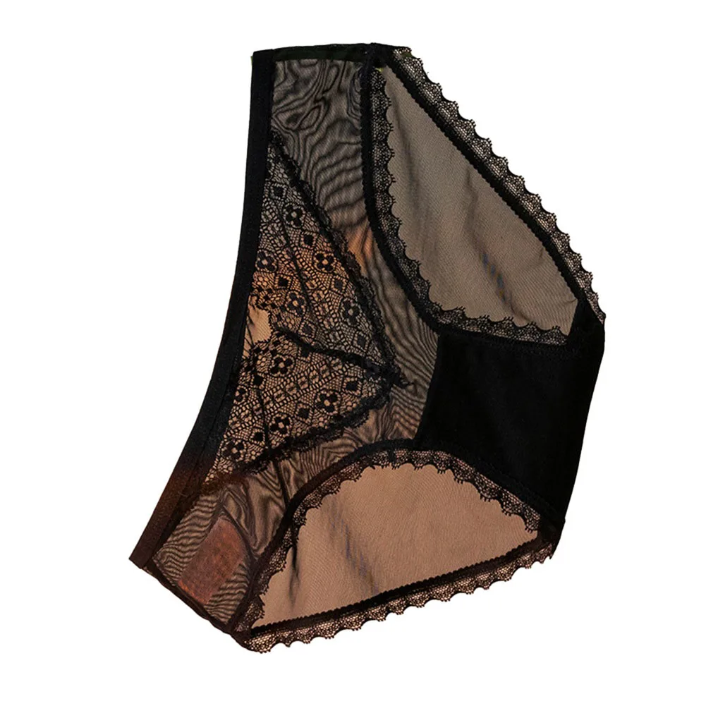 Briefs Underwear Lingerie Briefs See Though Solid Color Women\'s Panties Underwear G-string Thongs Slight Strech