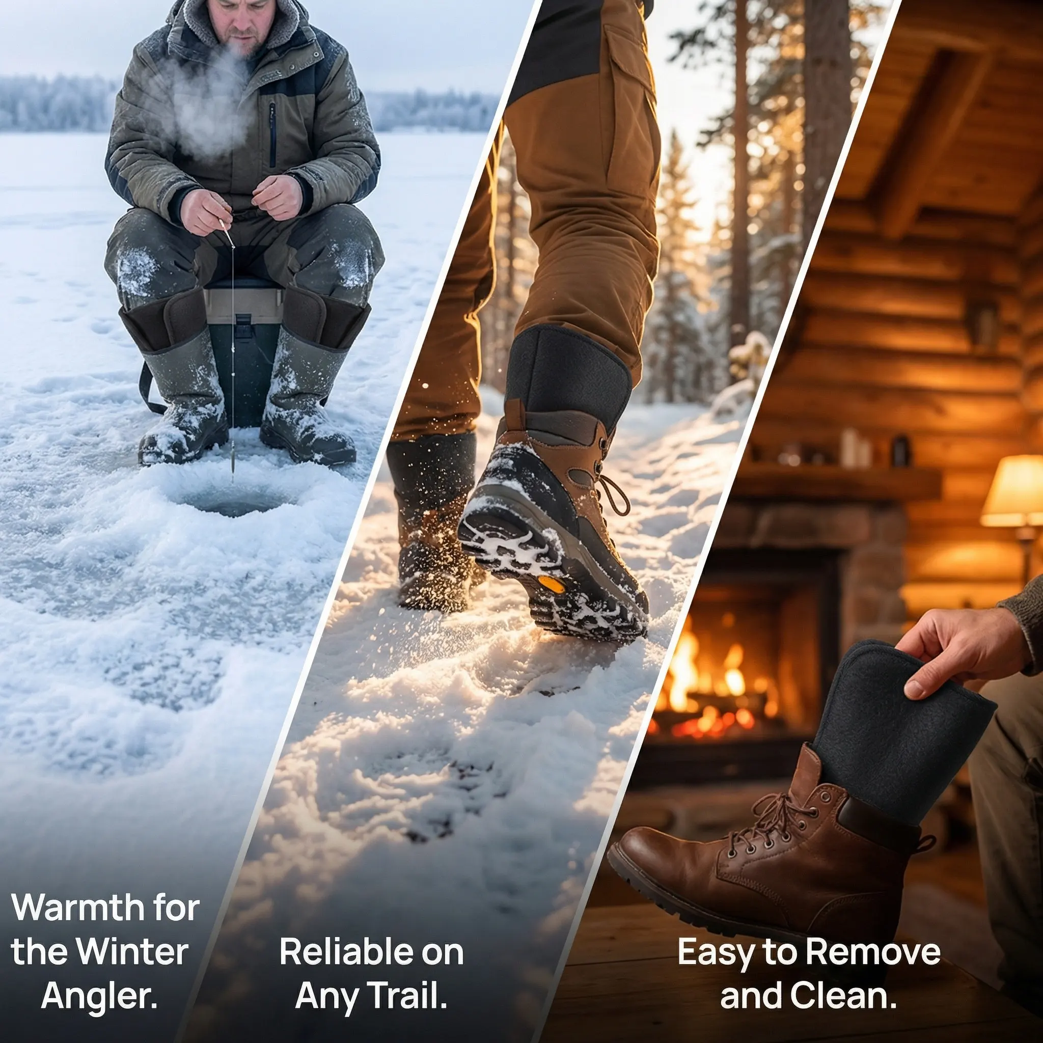 1Pair Winter Men Boot Liners Thermal Insulated Warm Waterproof Lined Socks for Fishing Hiking Cold Weather Outdoor
