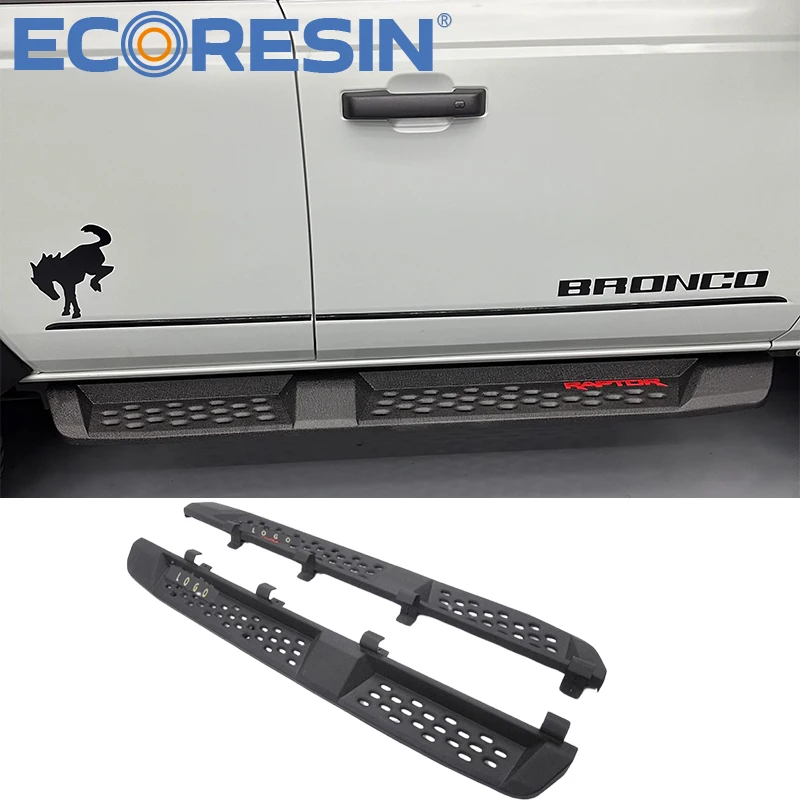 Side Step For Ford Bronco Low Upgraded To High Raptor Style Matte Black Steel Rock Slider  4 Door  Offroad Running Boards Pedal 