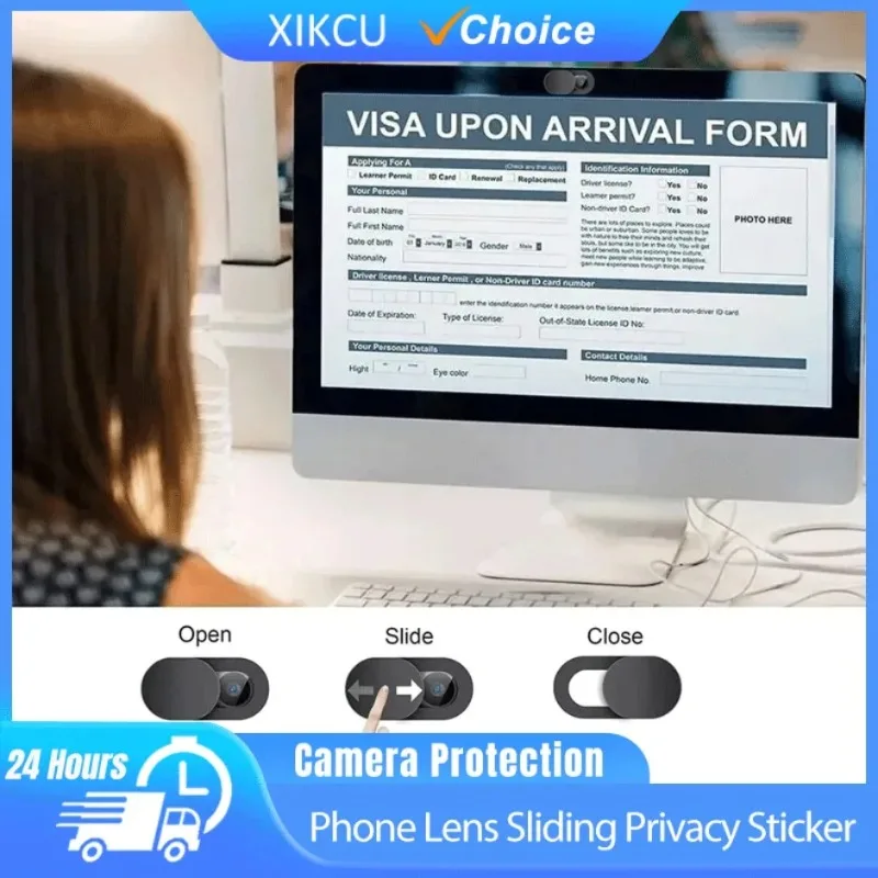 Mobile Phone Lens Sliding Privacy Sticker Webcam Cover Shutter Magnet Slider Plastic Camera Cover for iPad Tablet Web Laptop Pc view 2
