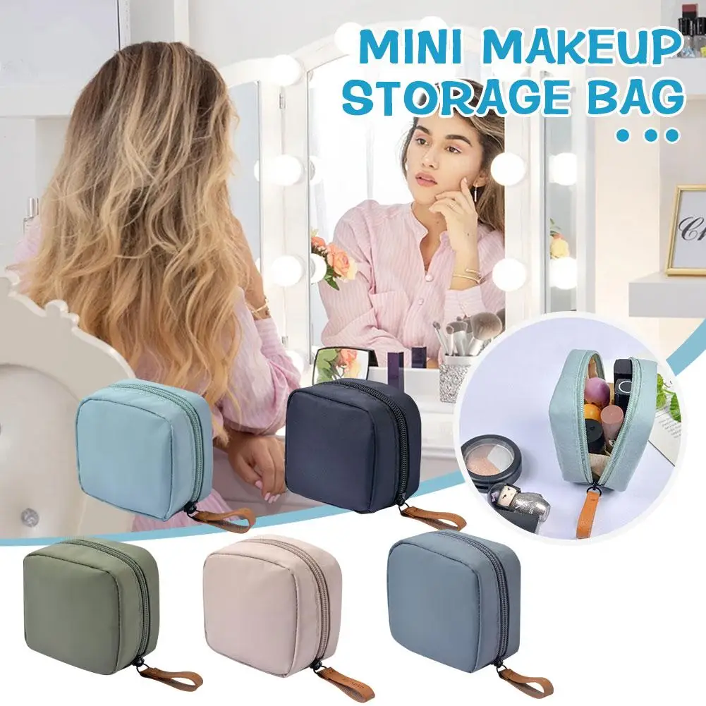 Mini Makeup Bag Toiletry Cosmetic Storage Bag Waterproof Zipper Small Pouch Coin Sanitary Napkin Purse For Women Girls N8C8