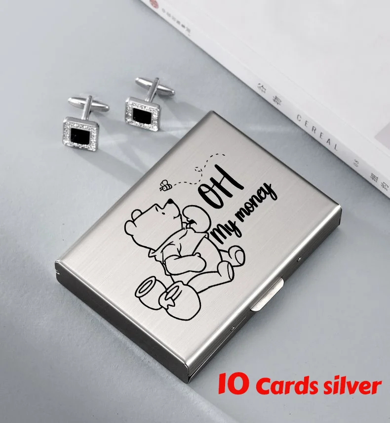 Winnie Anti-Scan RFID 10 kaarten Aluminium metalen creditcardhouder Slanke blokkerende portemonnee-etui Bescherming voor visitekaartjes