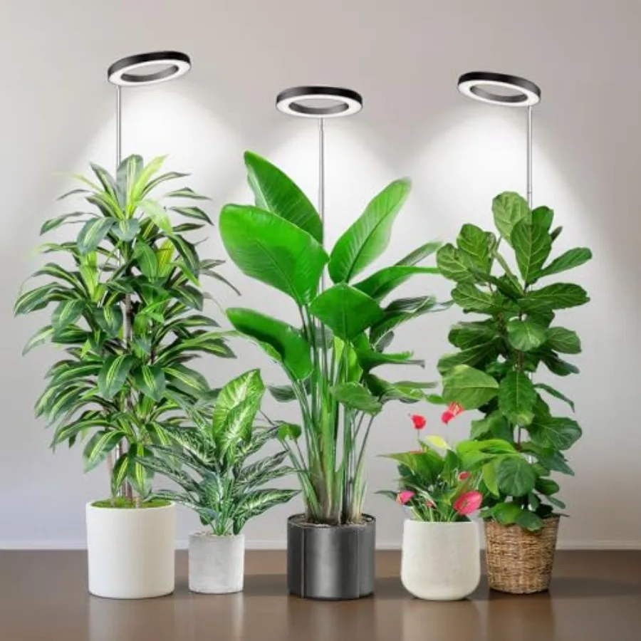 

Indoor growing LED grow light, black aluminum alloy, full spectrum with 6/12/16H timer, 3 color modes, 5 brightness levels, hei