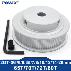 POWGE GT 65 70 72 80 teeth 2MGT 2GT Timing Pulley Bore 6-20mm for belt width 6/10mm GT3 GT2 Small Backlash 65T  70T 72T 80T