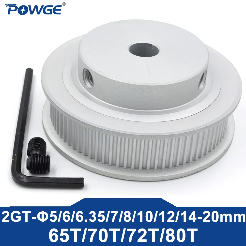 POWGE GT 65 70 72 80 teeth 2MGT 2GT Timing Pulley Bore 6-20mm for belt width 6/10mm GT3 GT2 Small Backlash 65T  70T 72T 80T 